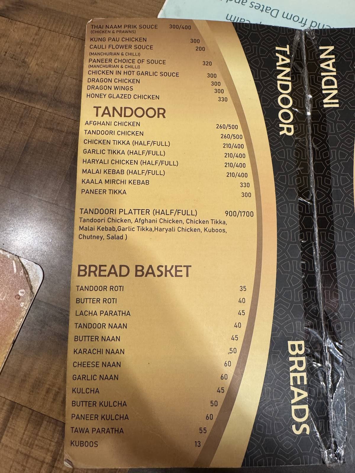 Arabian Hotspot menu