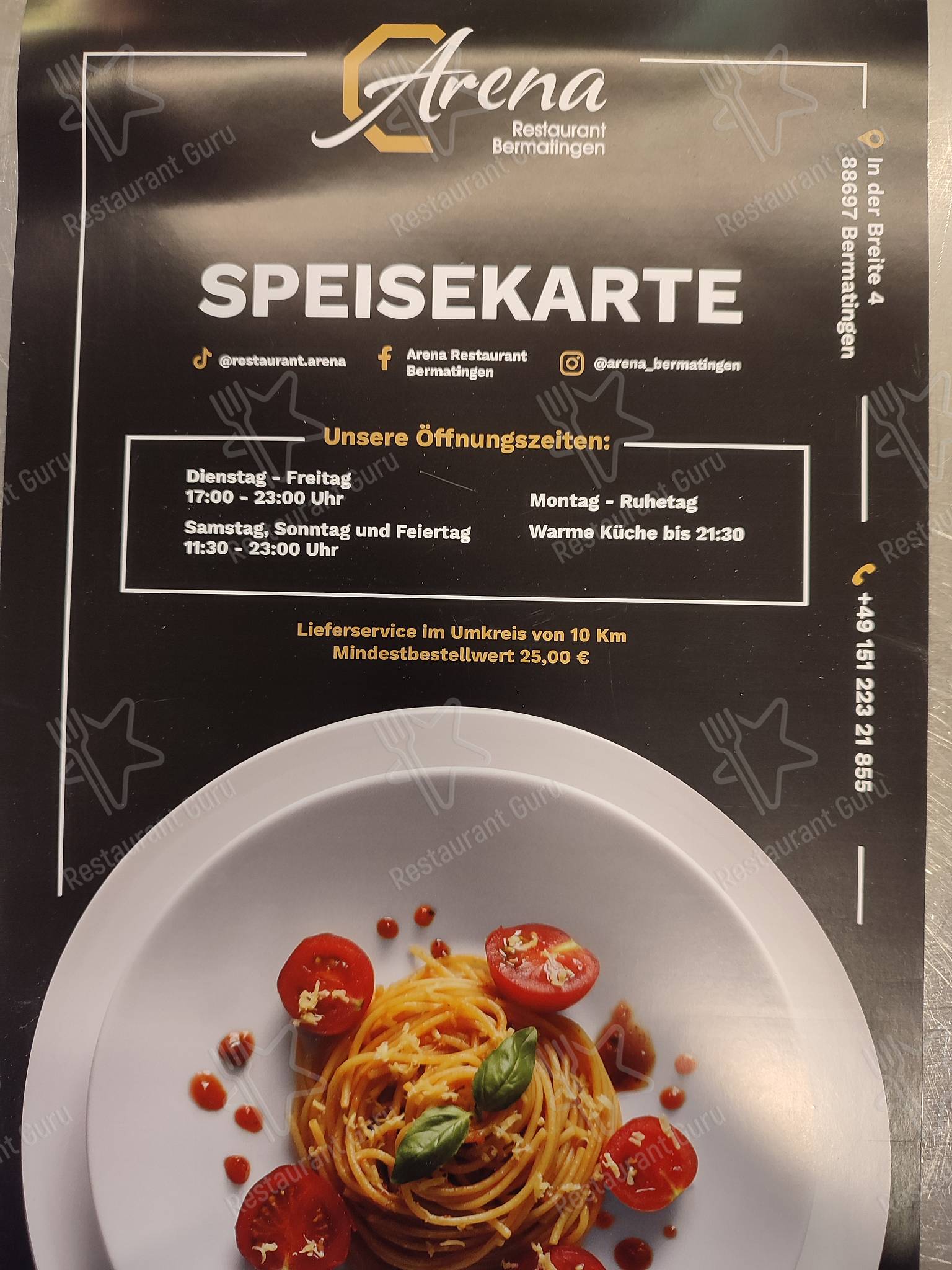 Carta de Restaurant Arena, Bermatingen