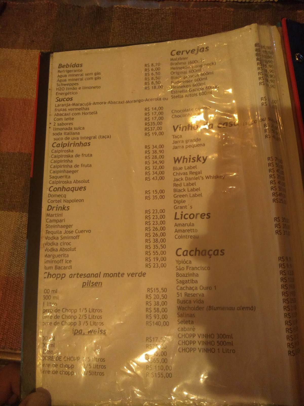 Armazém Monte Verde Restaurante cardápio