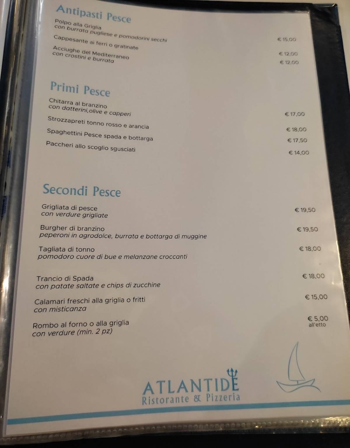 Menu di Atlantide 