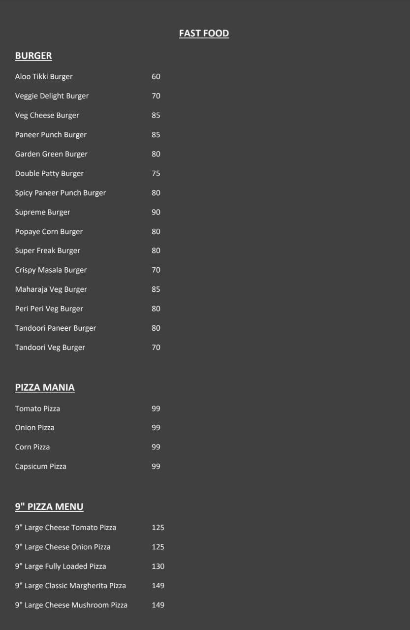 Burger Box menu