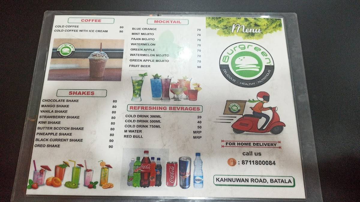 BURGREEN menu