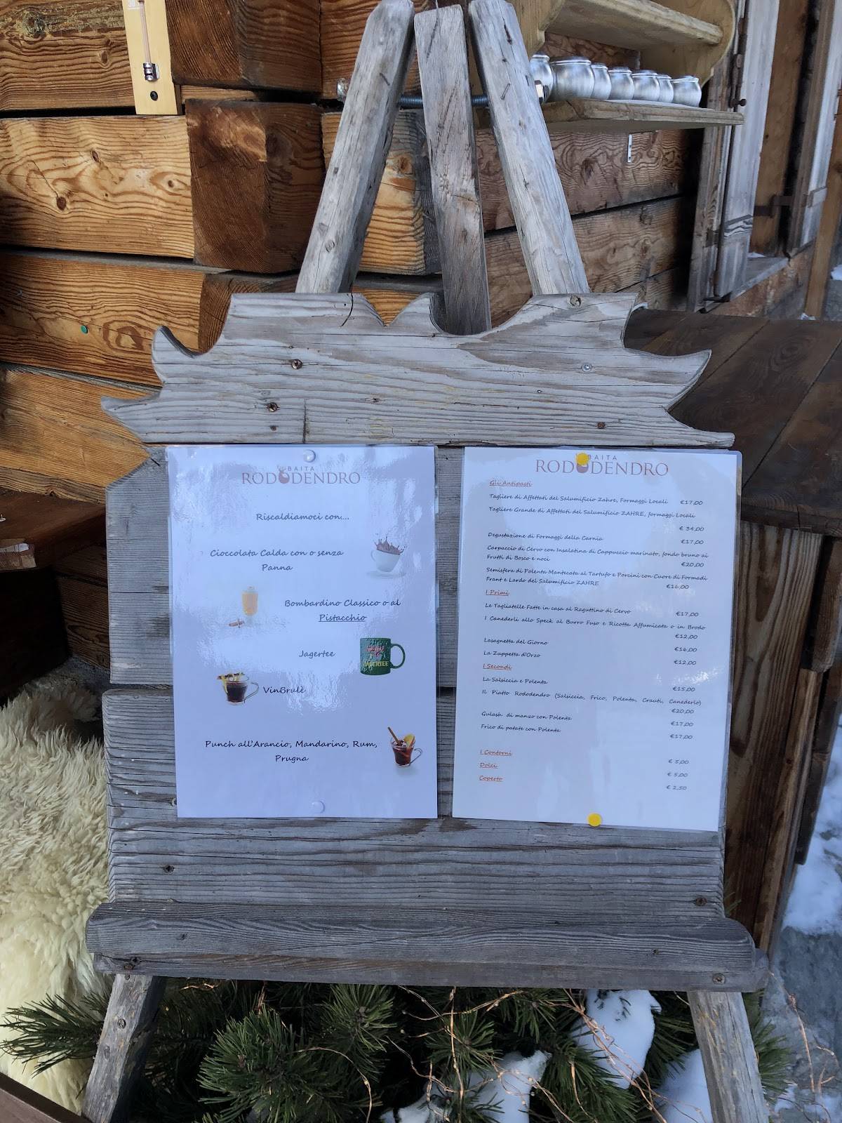 Menu di Baita Rododendro 