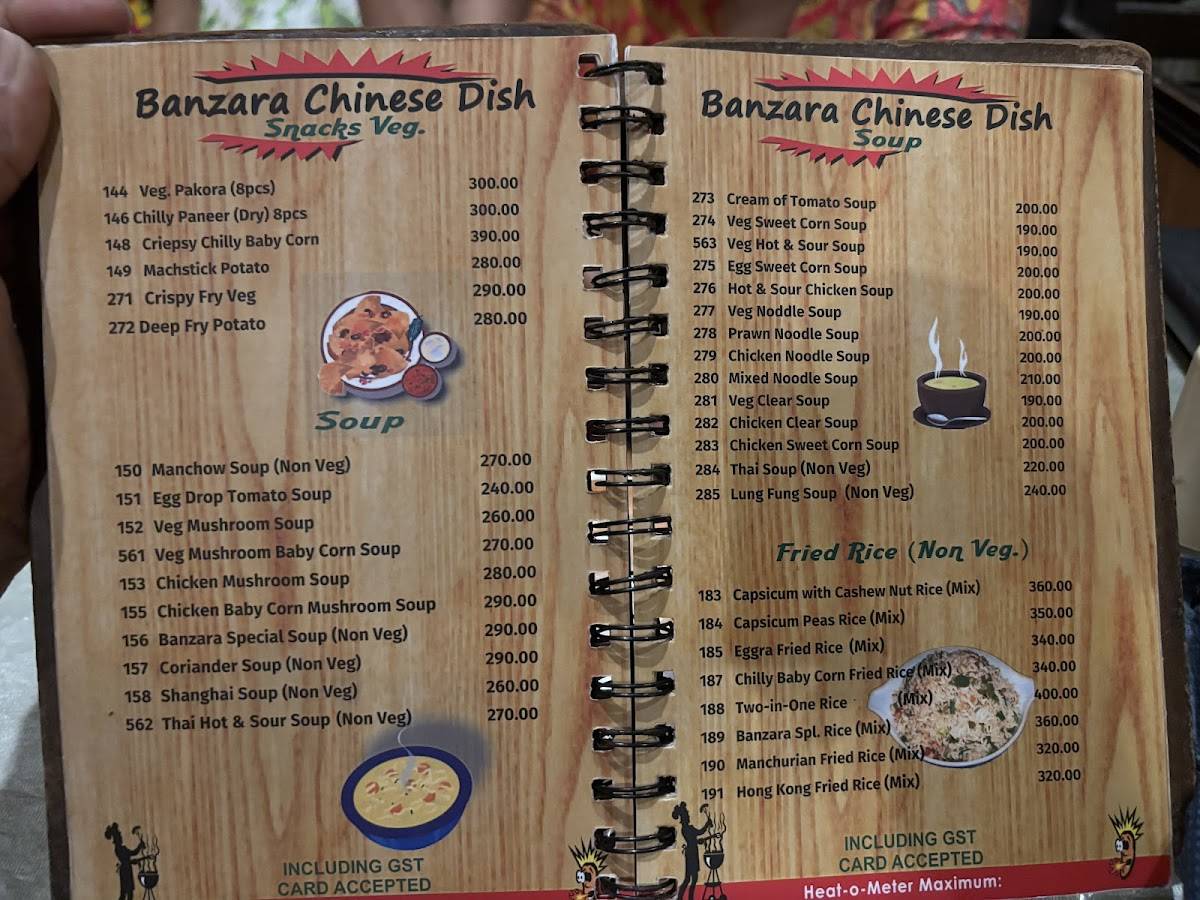 Banzara menu