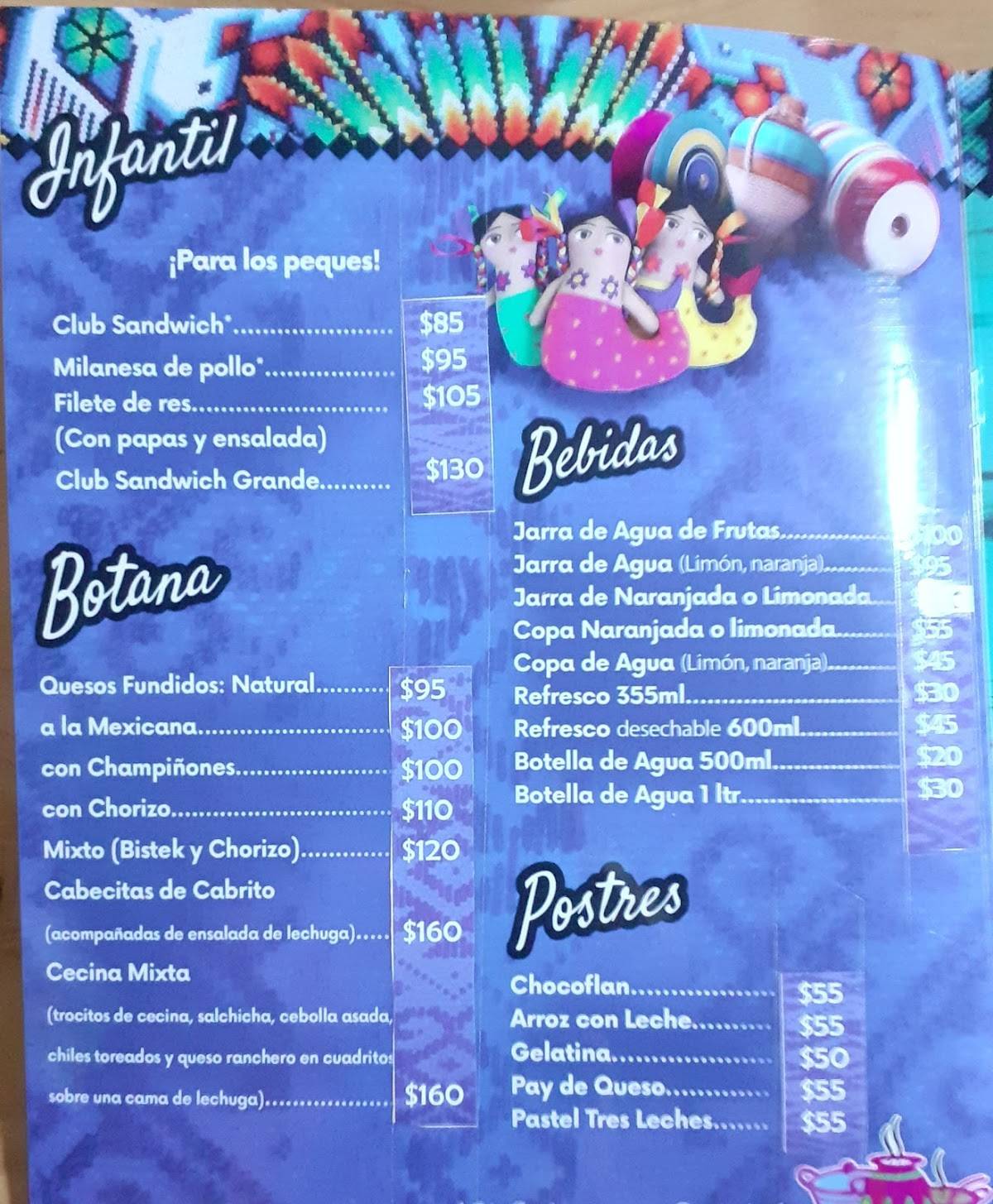 Carta de Restaurant Bar Las Cazuelas, Rioverde, Careterra San Luis Rio
