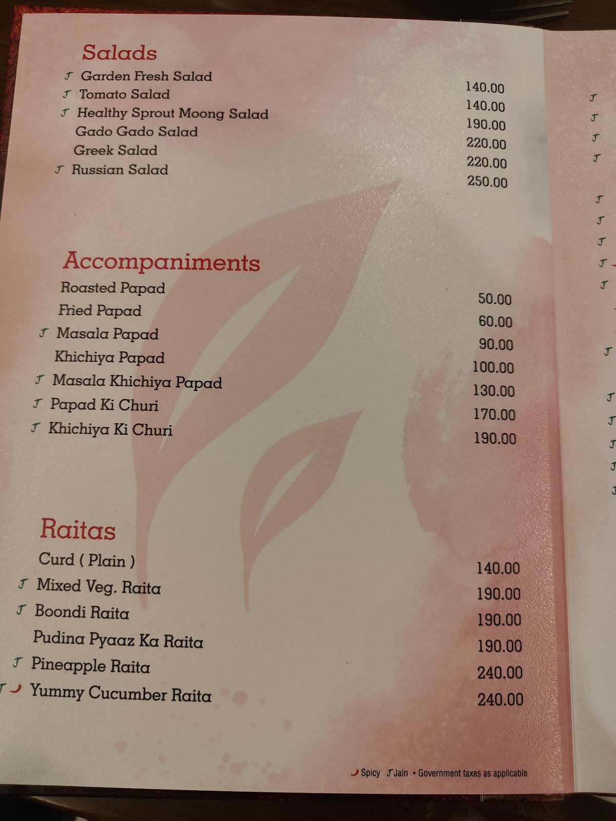 Bay Leaf menu