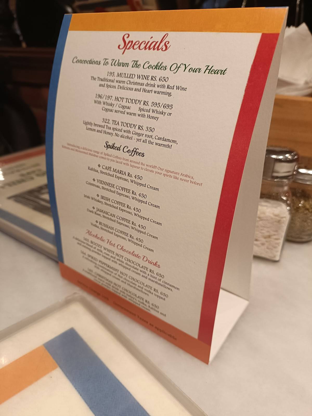 Big Chill Cafe menu