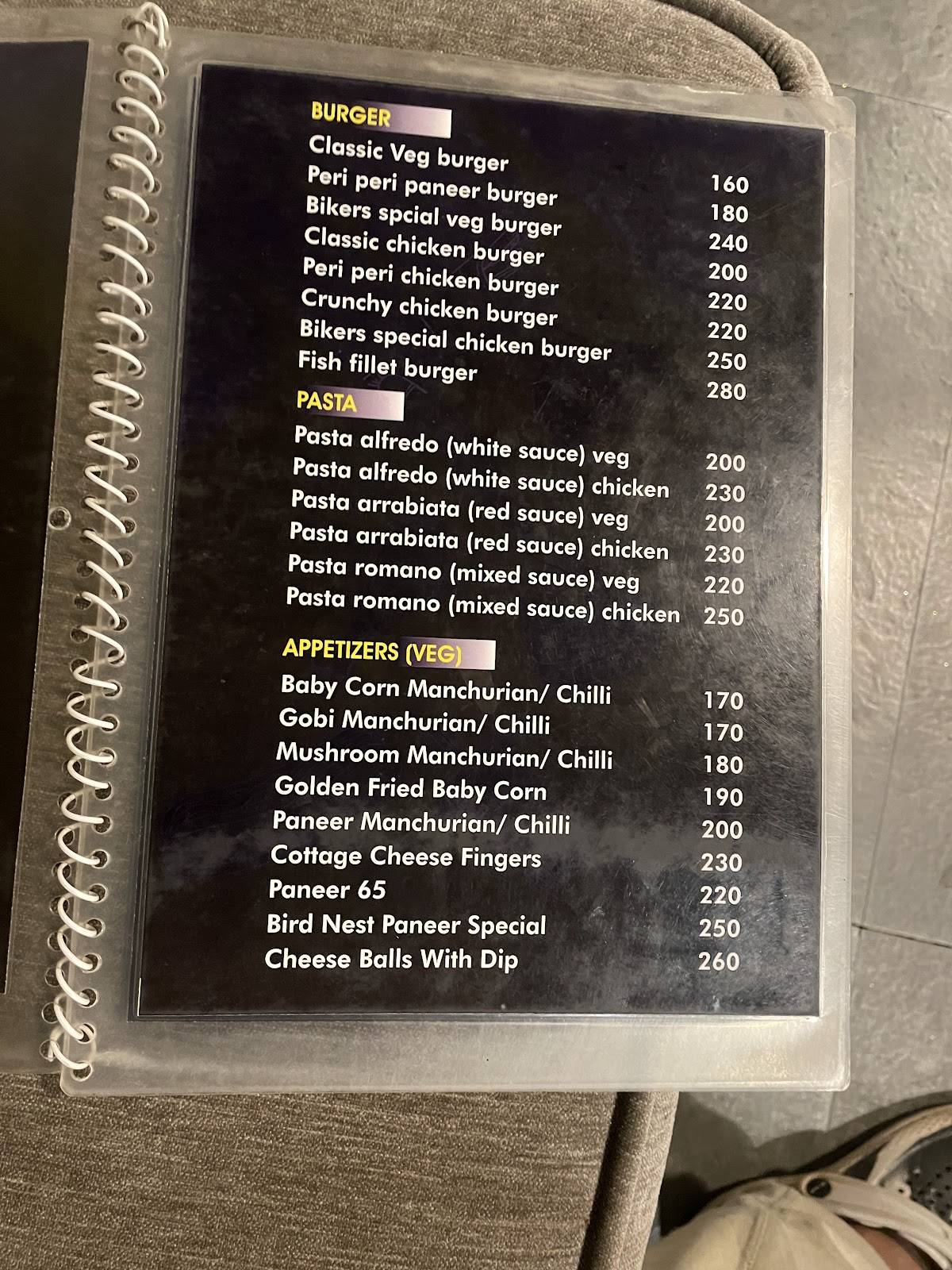 Bikers Cafe menu