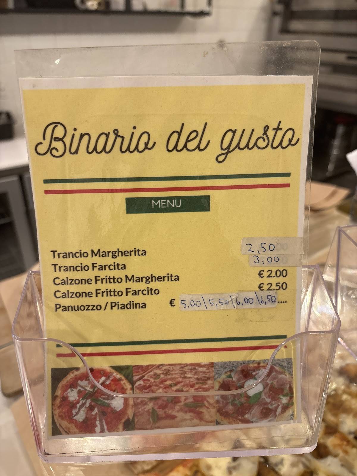 Menu di Binario del gusto 
