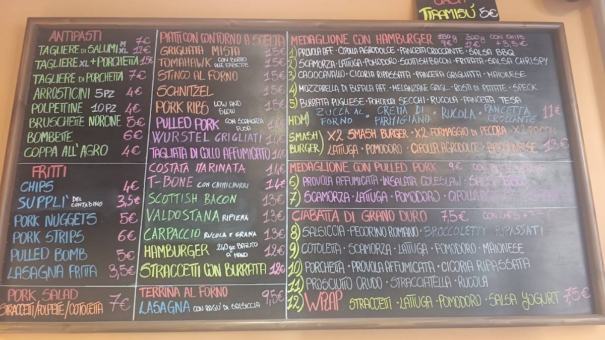 Menu di Bottega Roccia 