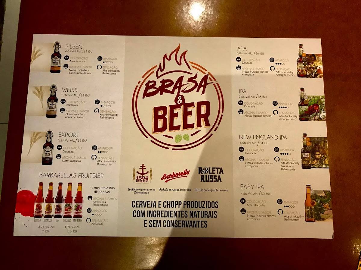 Brasa e Beer cardápio