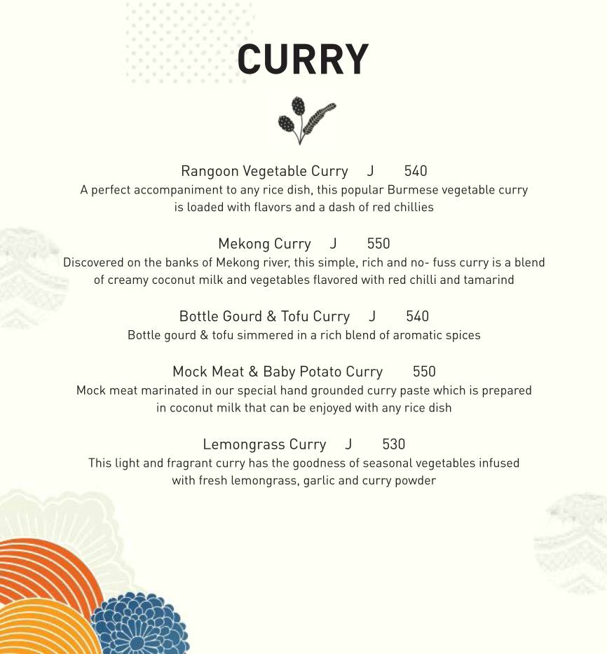 Burma Burma Restaurant &Tea Room menu