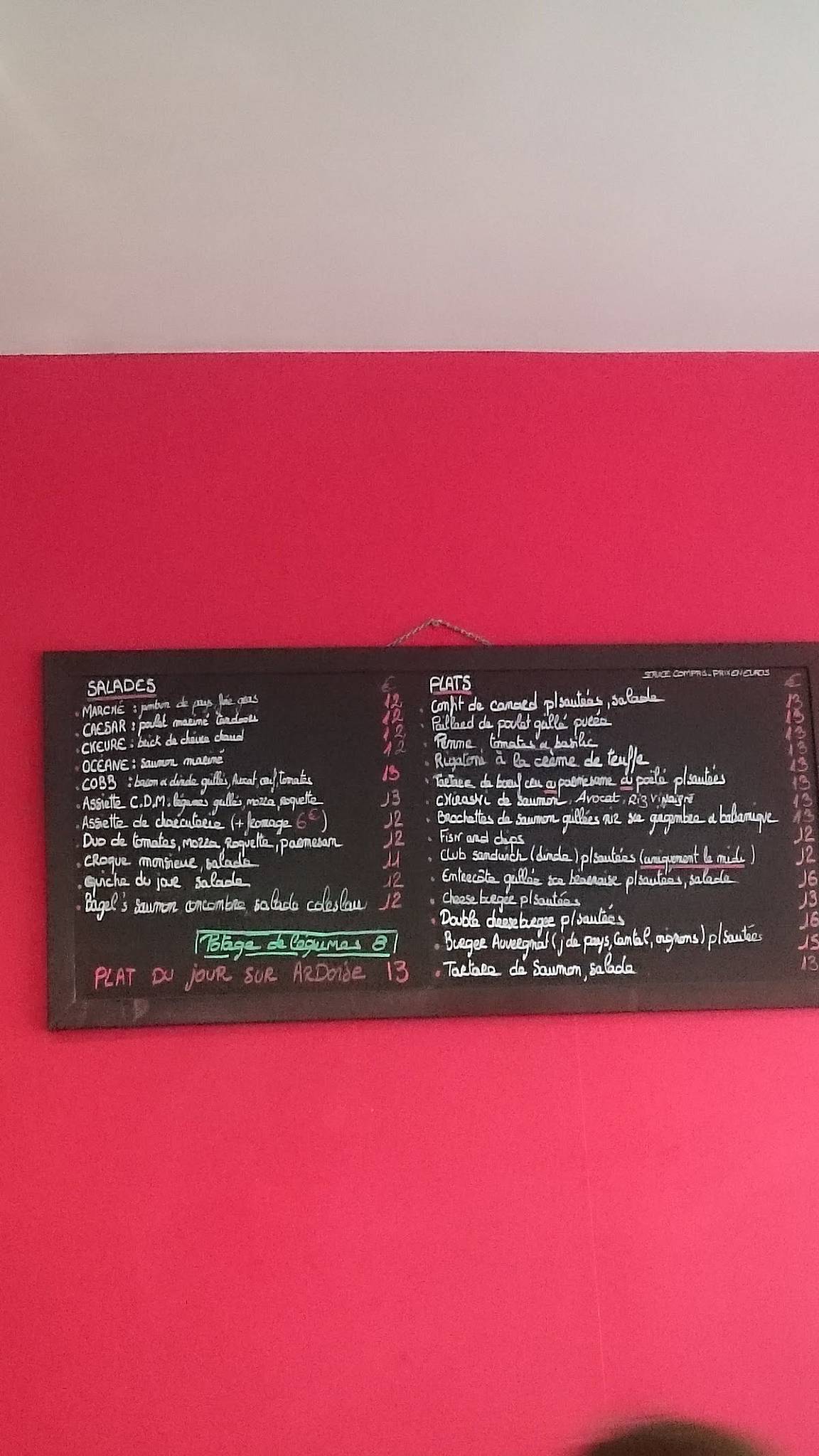 Menu at Café Du Marché, Paris, 38 Rue Cler