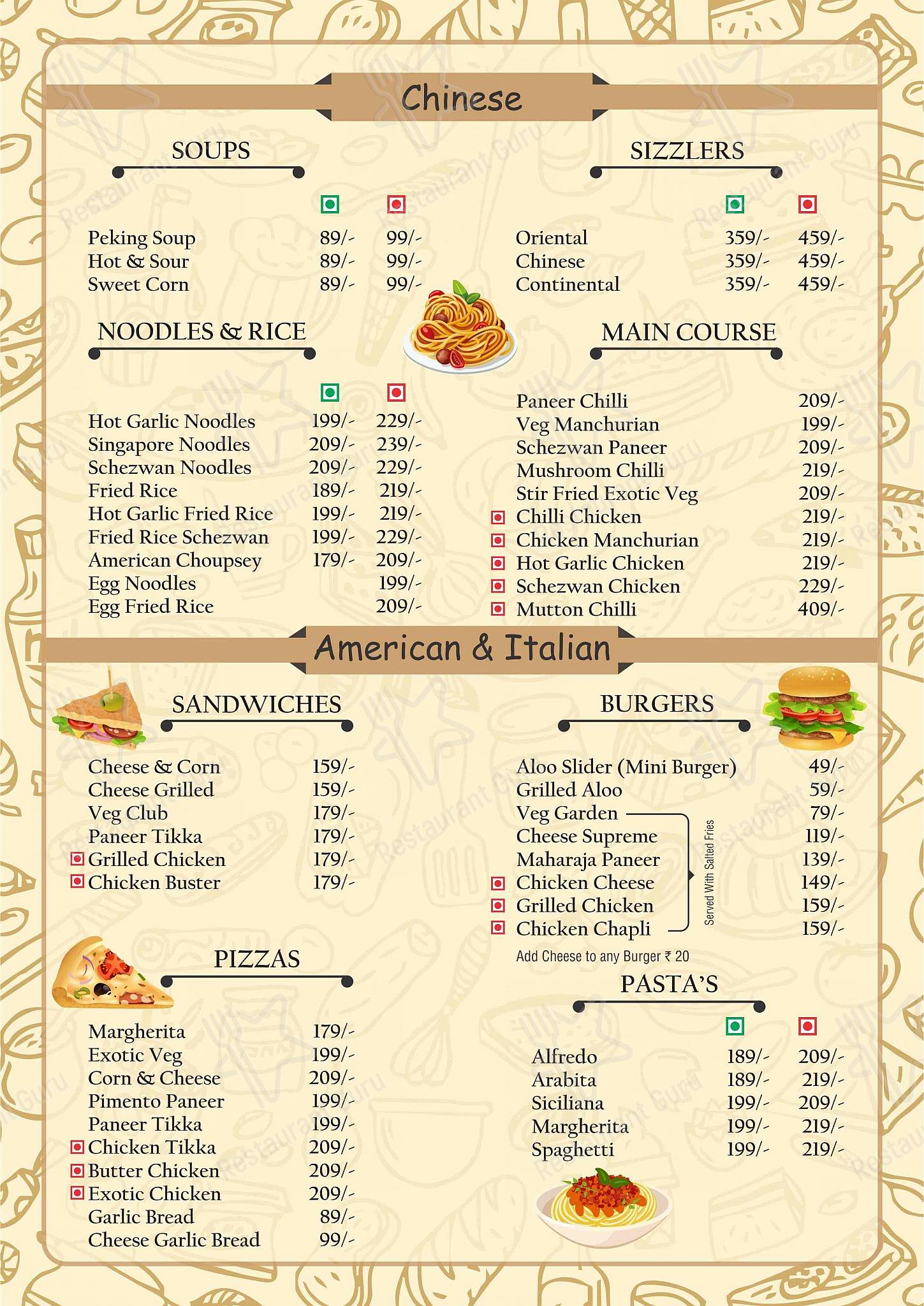 Café One 'O' One menu