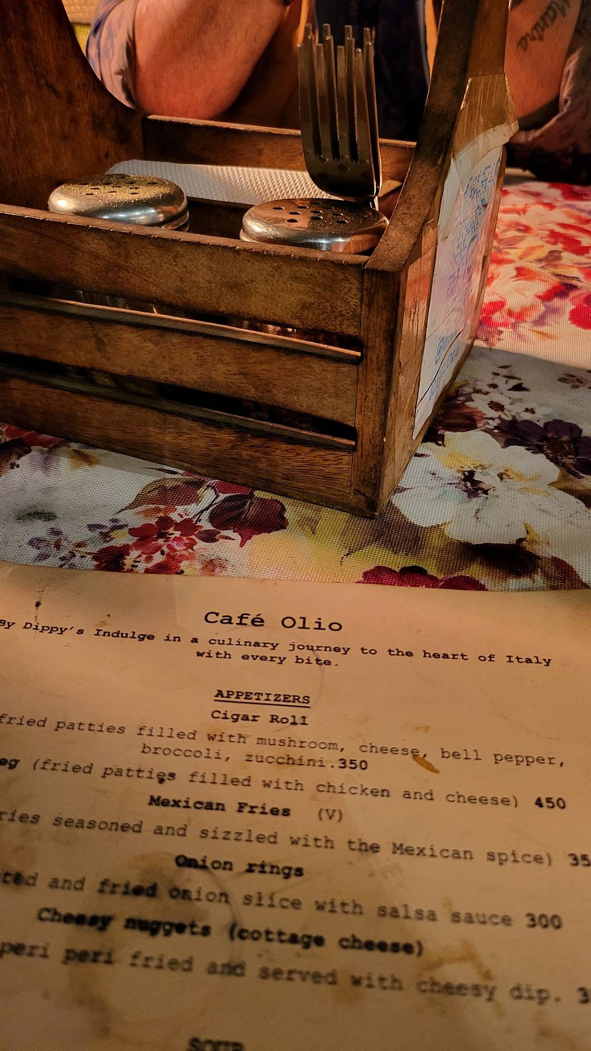 Cafe olio menu