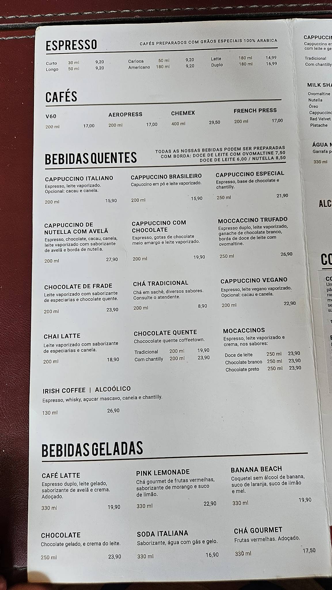 Cafeteria Coffeetown Praia da Costa cardápio