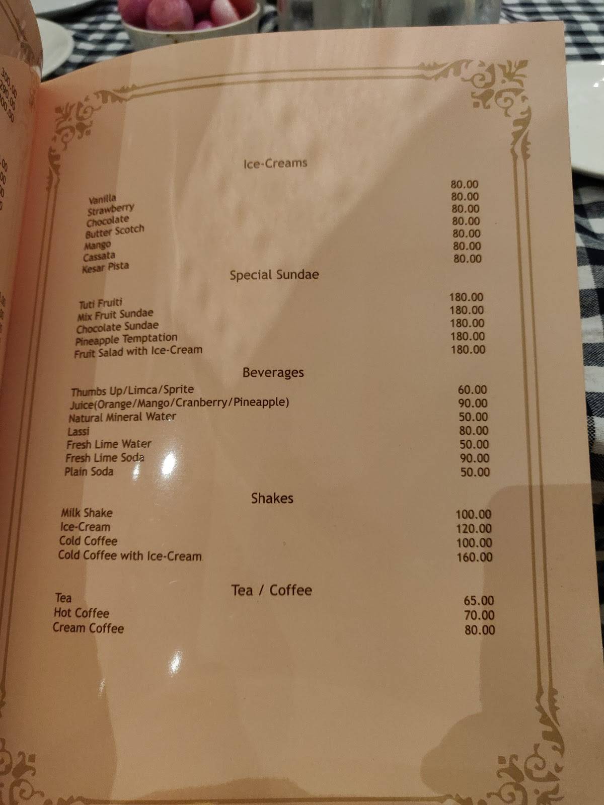 Capri Restaurant menu