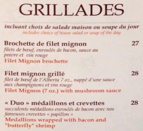 Menu de Casa Grecque