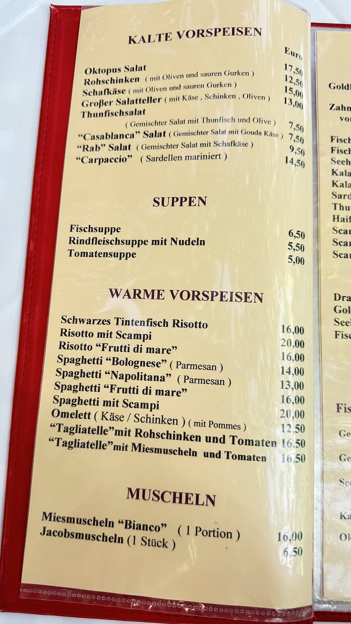 Menu di Casablanca 