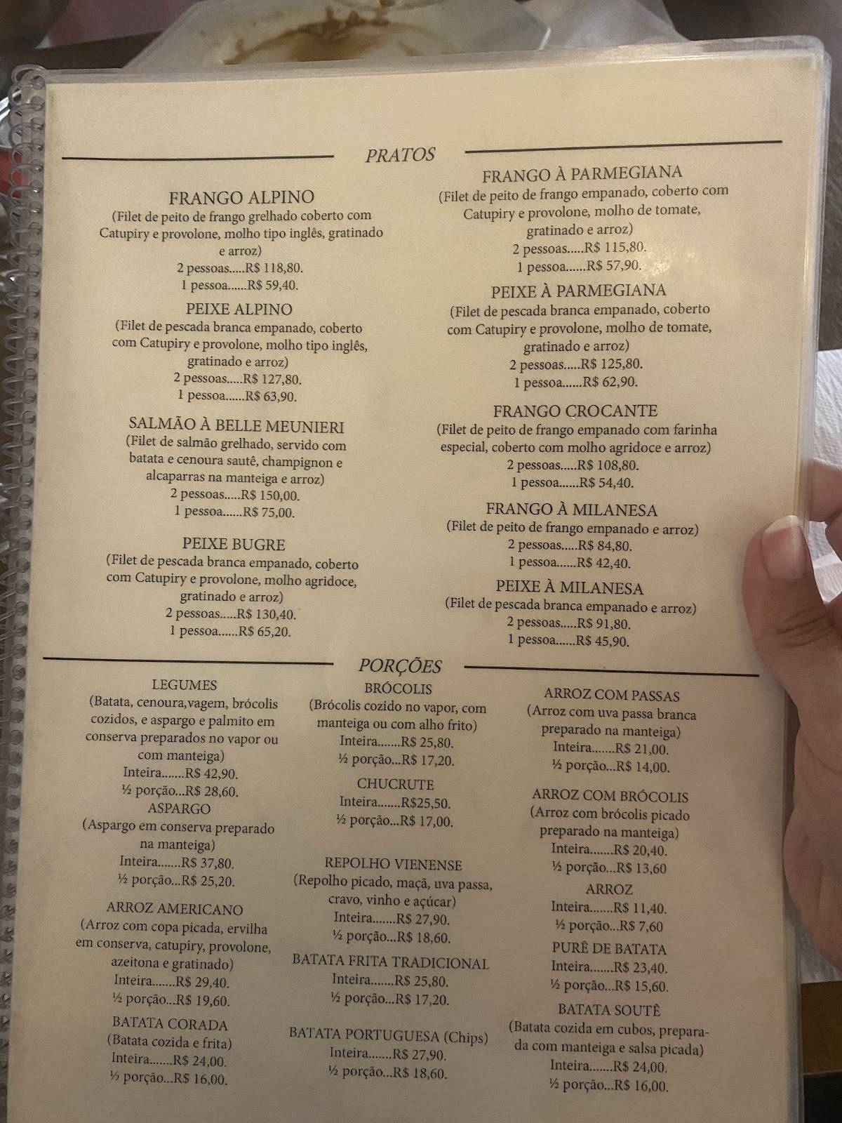 Caverna Bugre cardápio