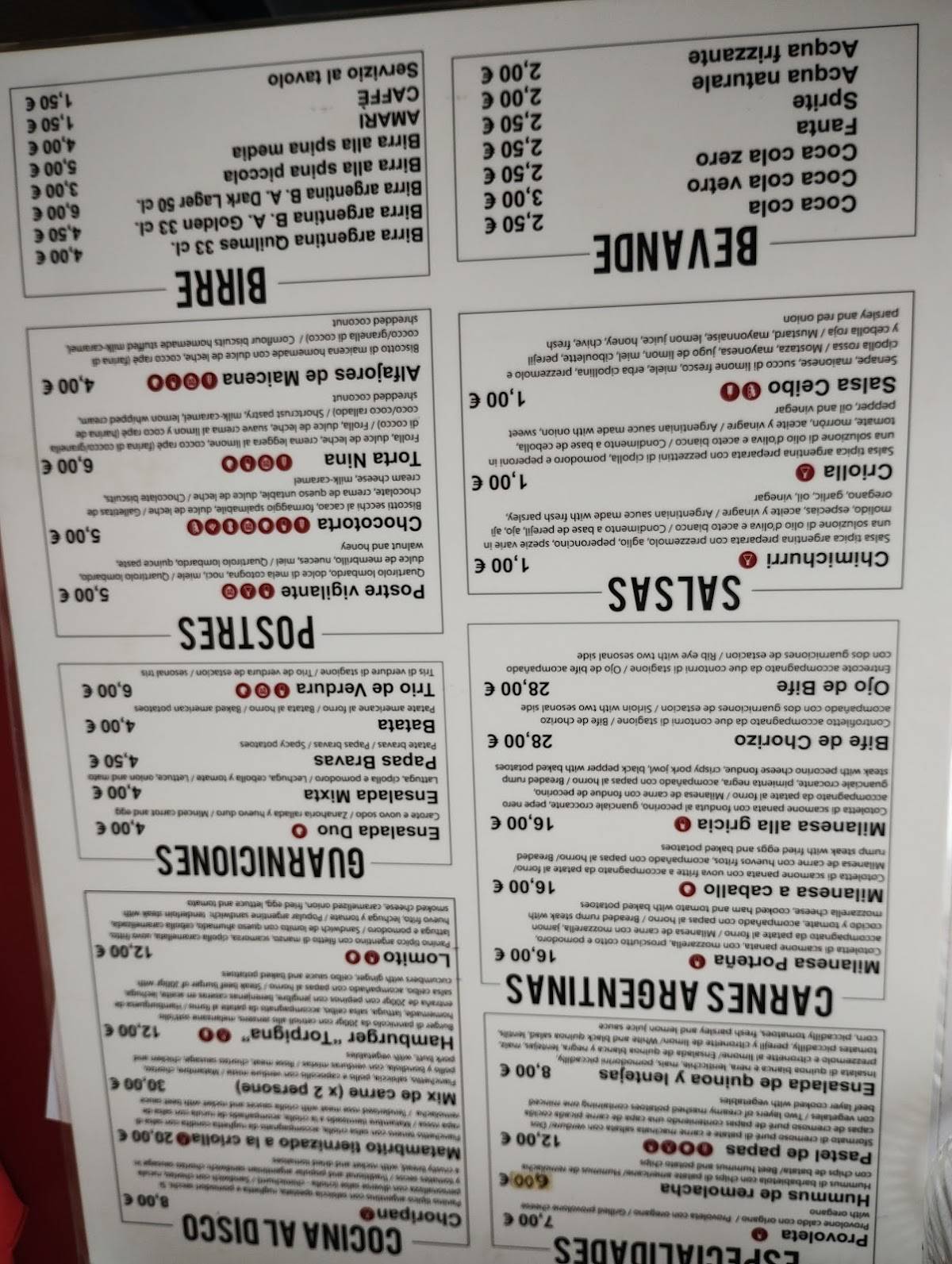 Menu di Ceibo Sapori 
