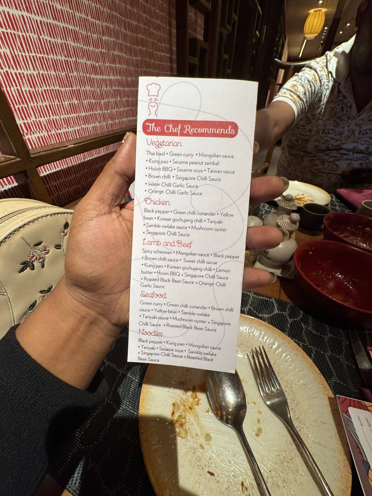 Chap Chay menu