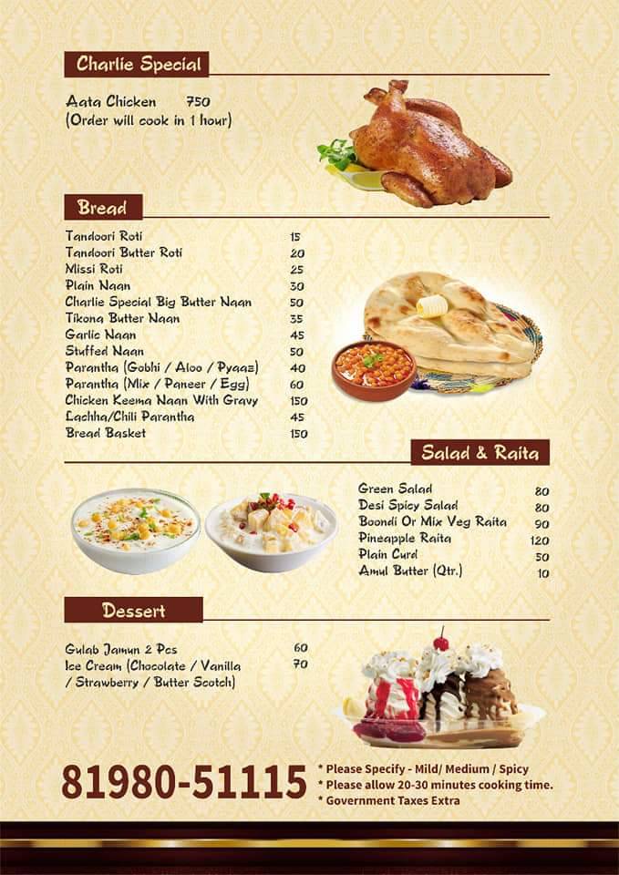 Charlie Restaurant menu