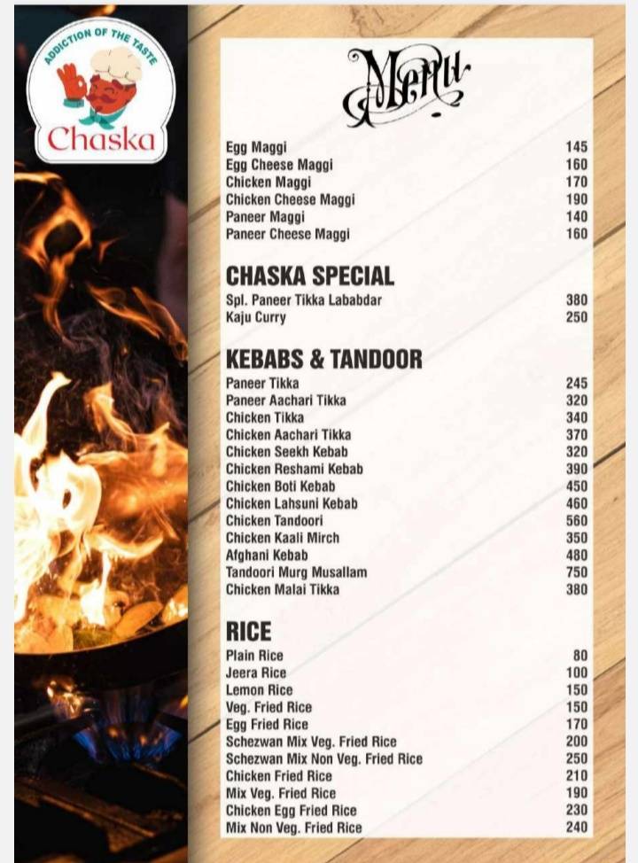 Chaska Restaurant & Lounge menu