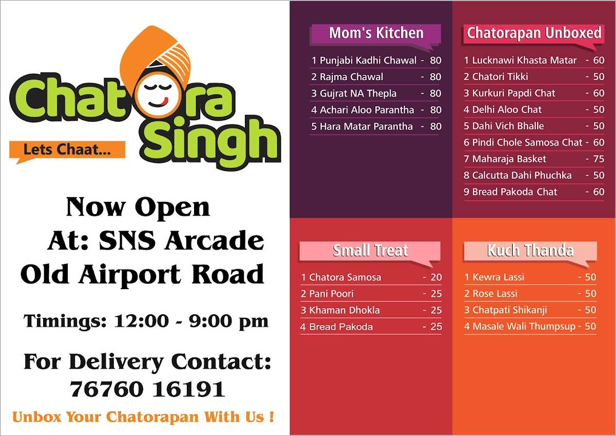 Chatora Singh menu