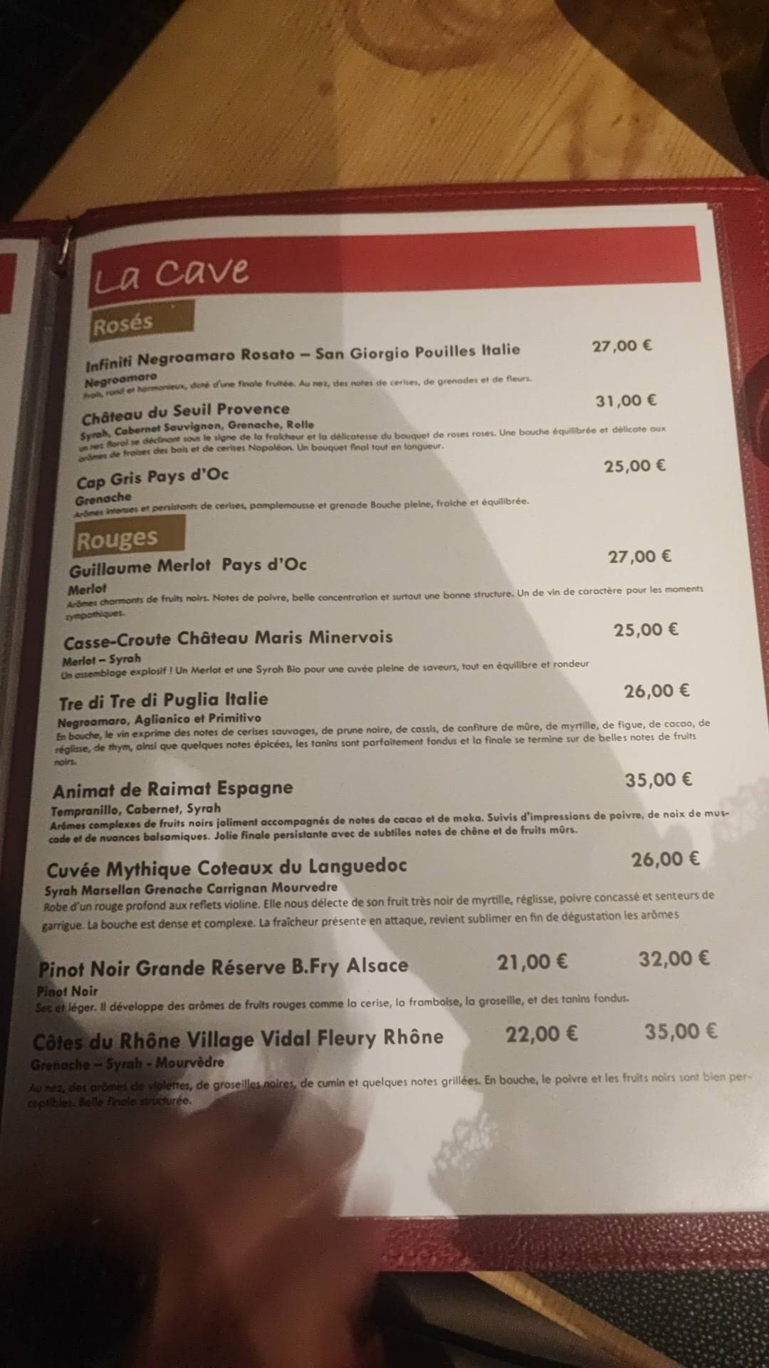 Menu de Chez Philippe