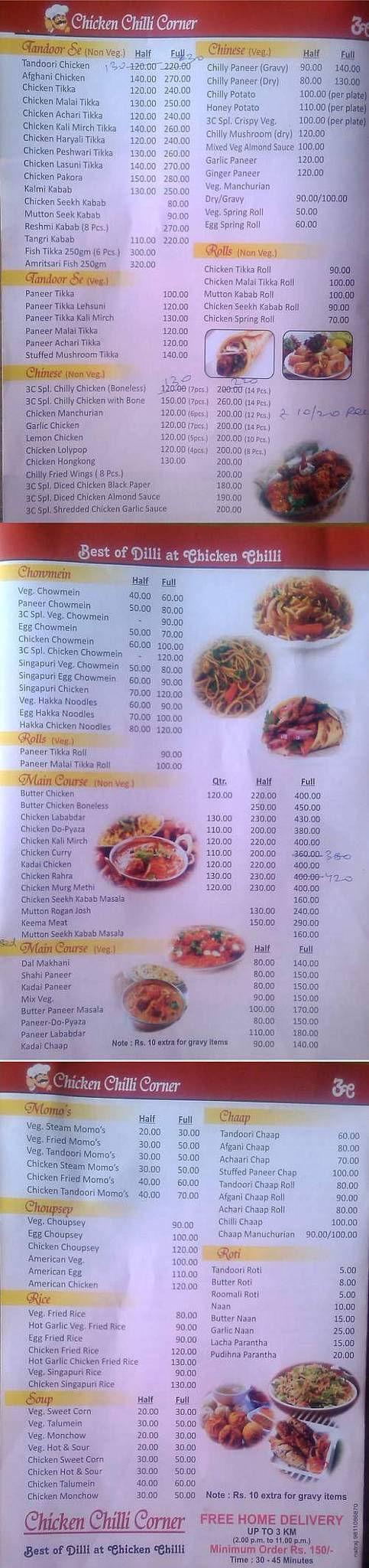 Chicken Chilli Corner menu