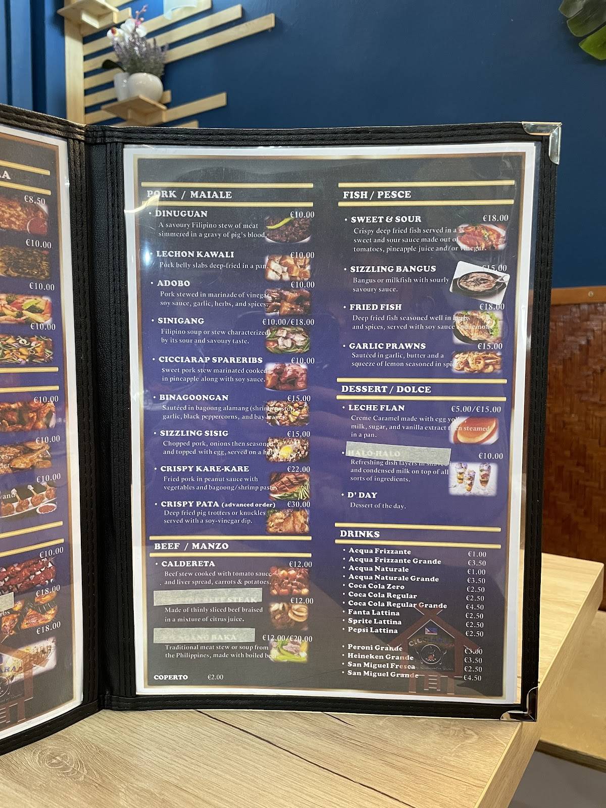 Menu di Cicciarap Filippino Restaurant 