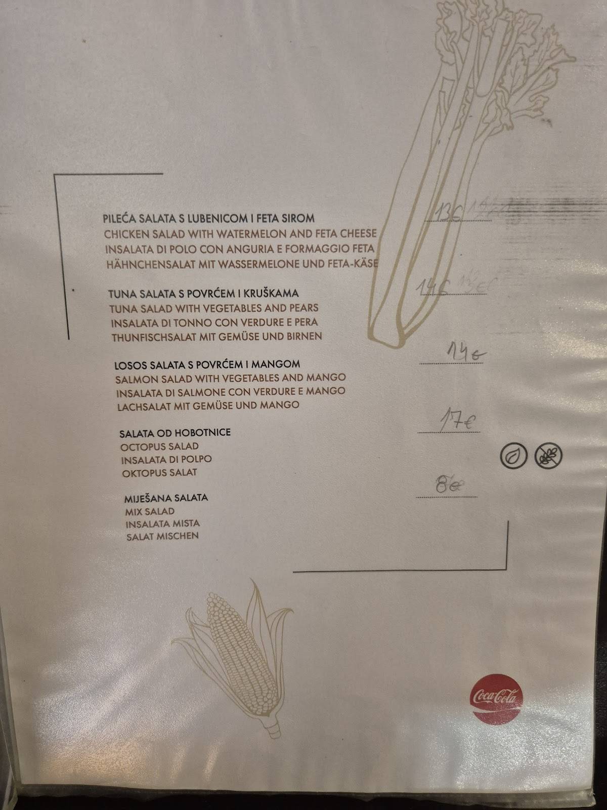 Menu di Restaurant Cisterna 