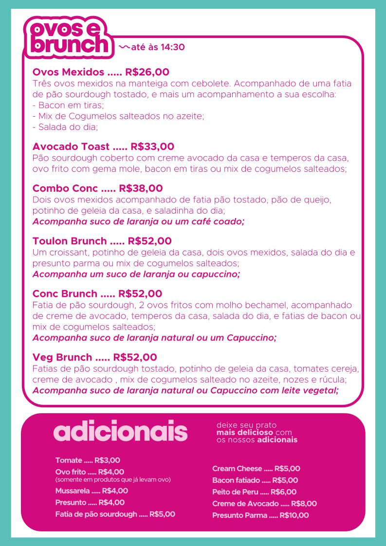 Conc Doces & Café - Rebouças cardápio