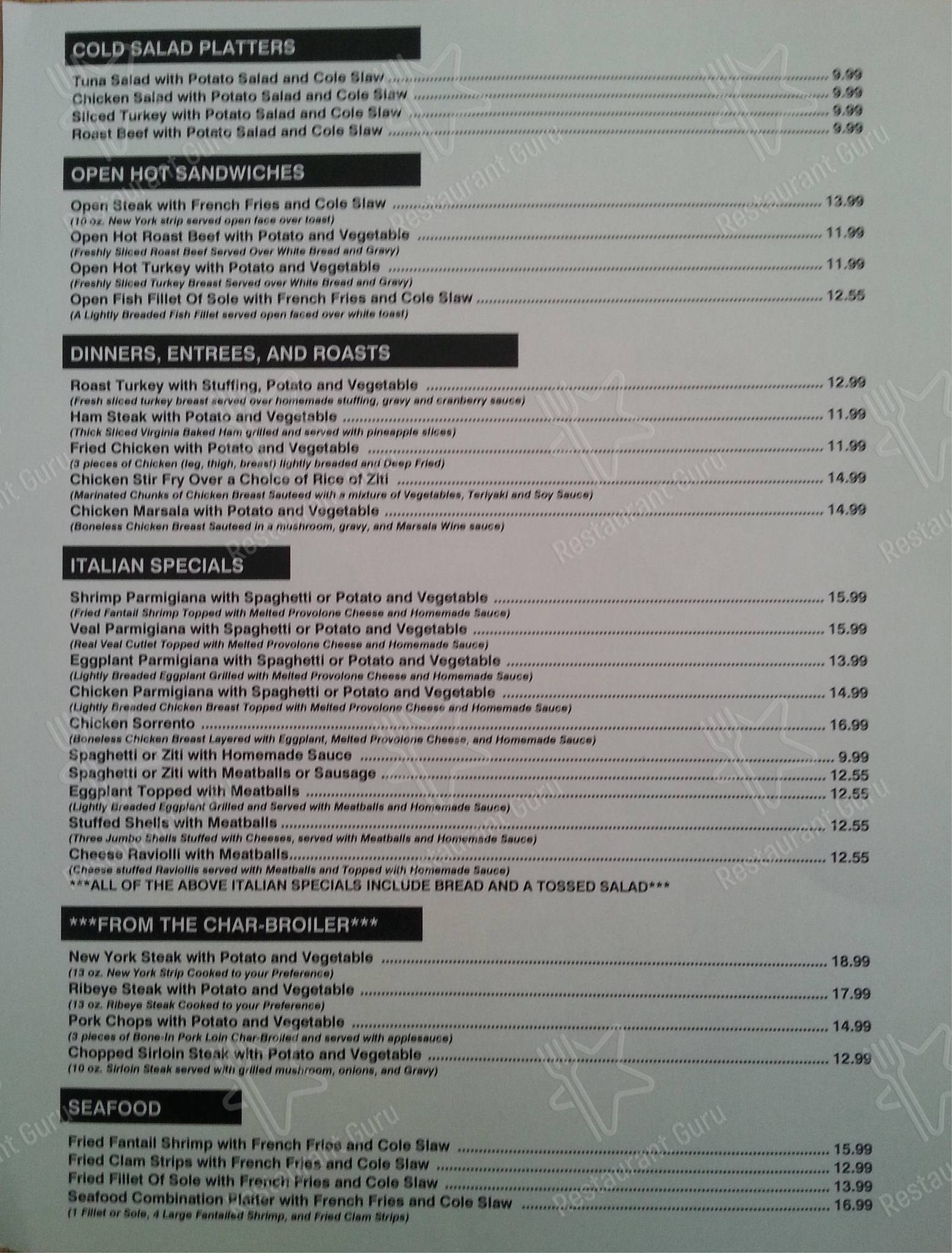 Menu at Copper Skillet Restaurant, Killingworth
