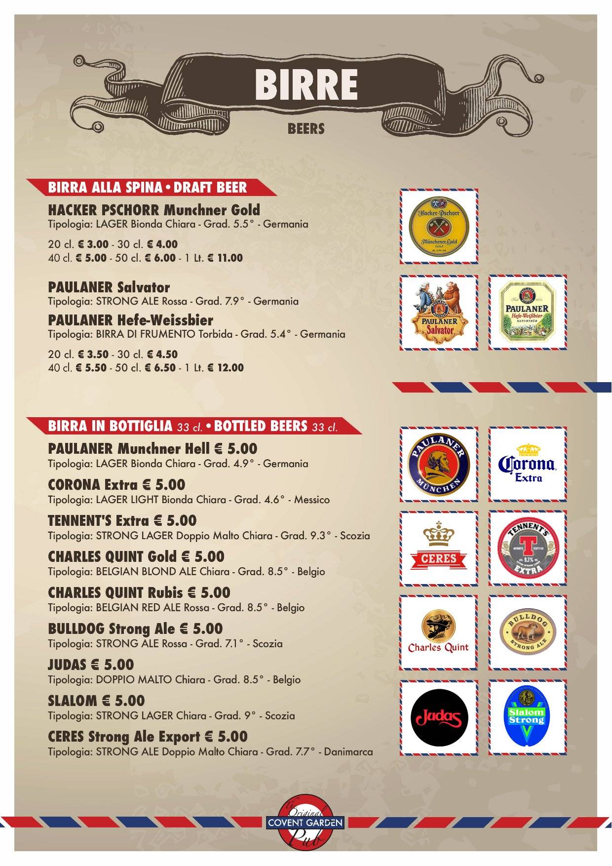 Menu di Covent Garden Pub 