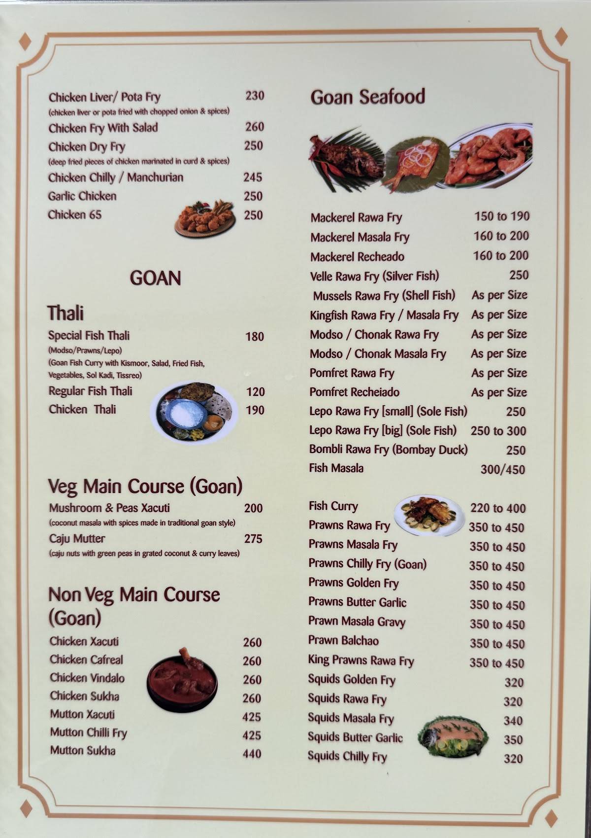 Crossroads Bar & Restaurant menu
