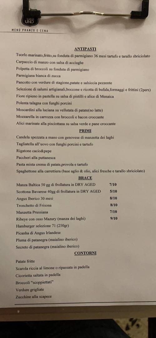 Menu di Cucina Settantuno: Ristorante Braceria Battipaglia 