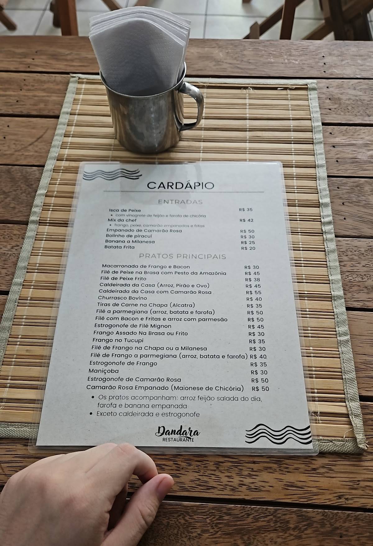 Dandara Restaurante cardápio