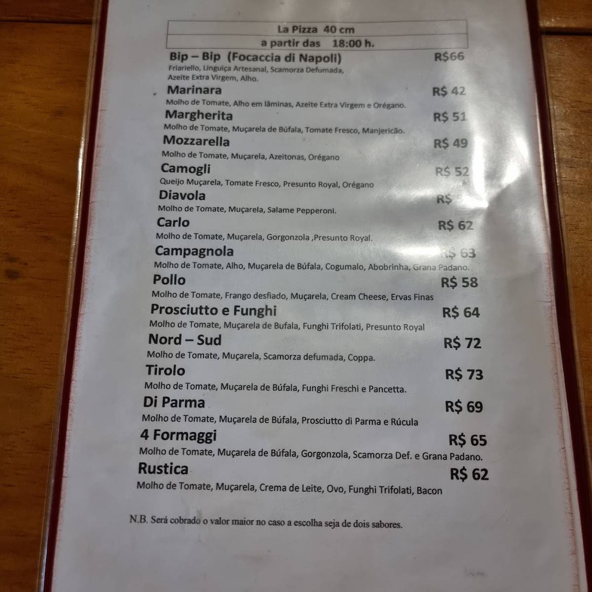 Del Turista Restaurante e Pizzaria cardápio