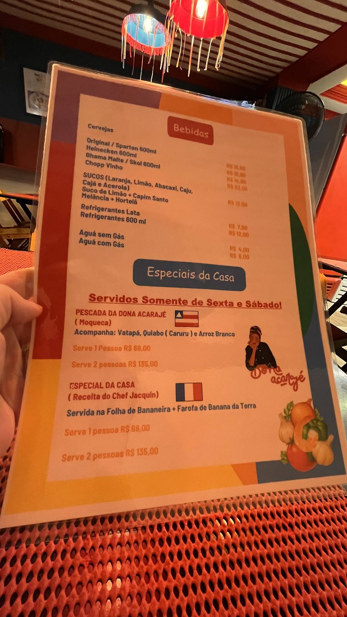 Dona Acarajé cardápio