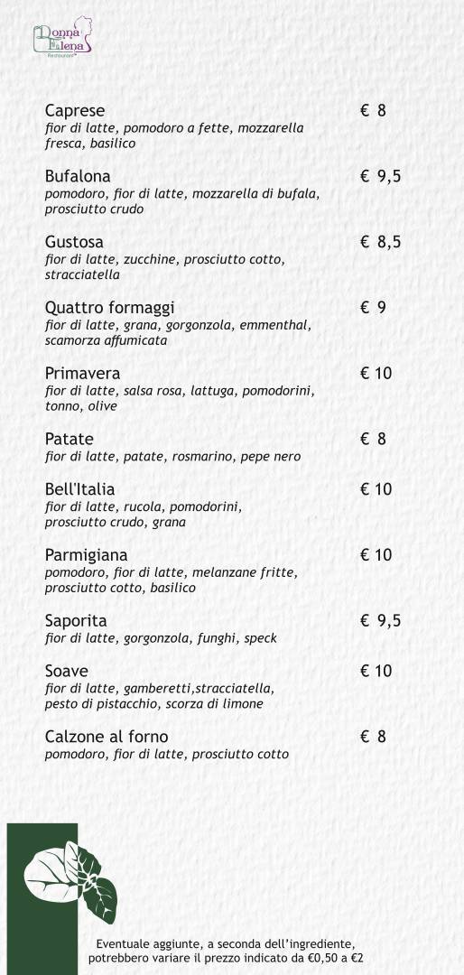 Menu di Donna Elena Restaurant 