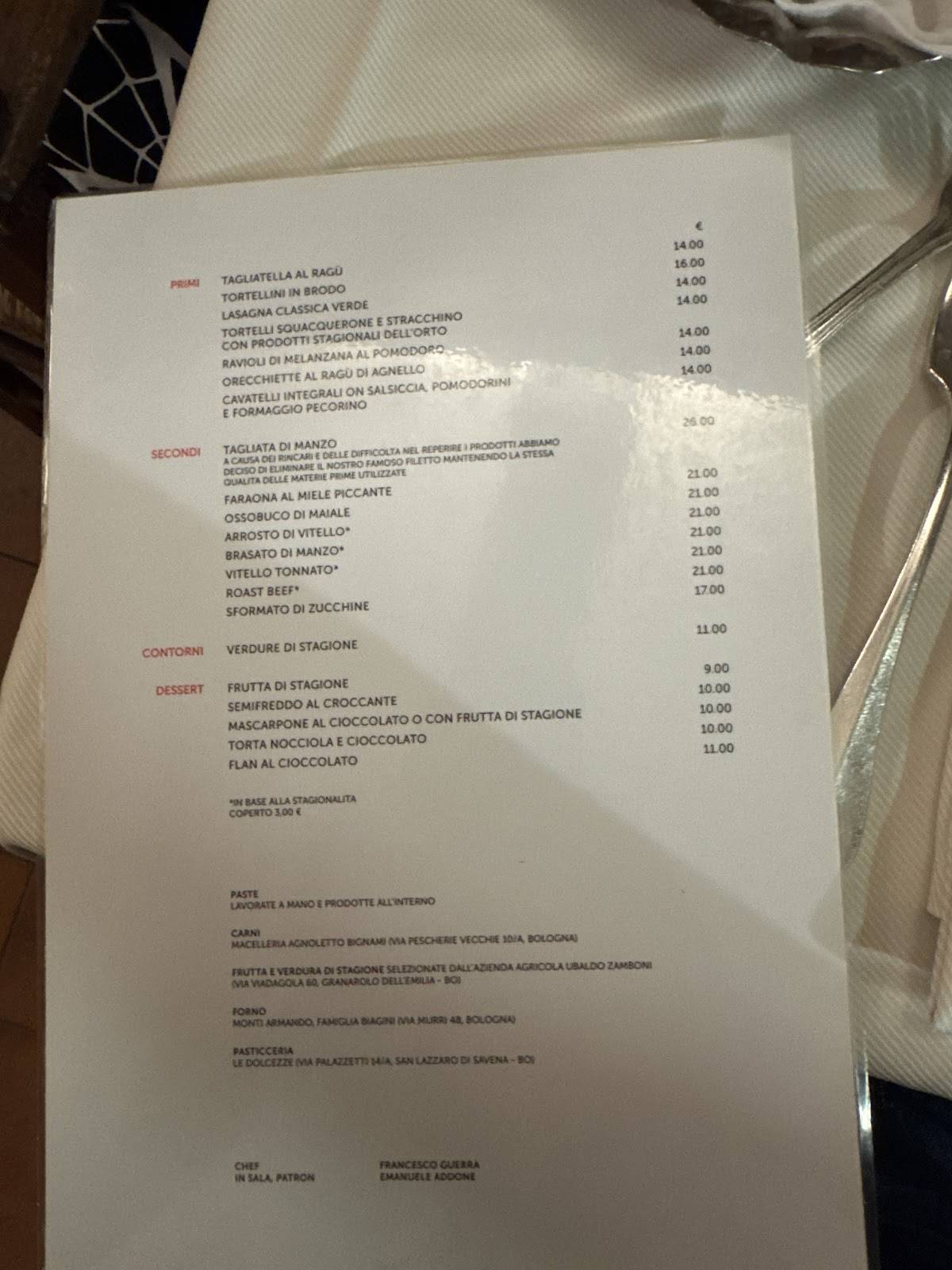 Menu di Drogheria della Rosa 