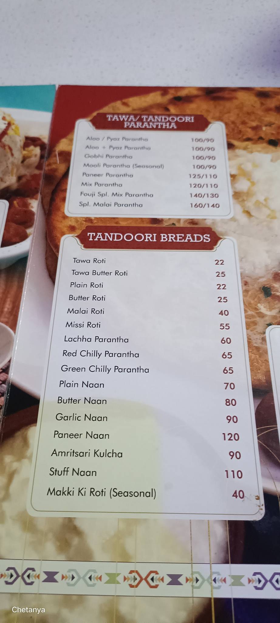 FOUJI DHABA old dhaba menu