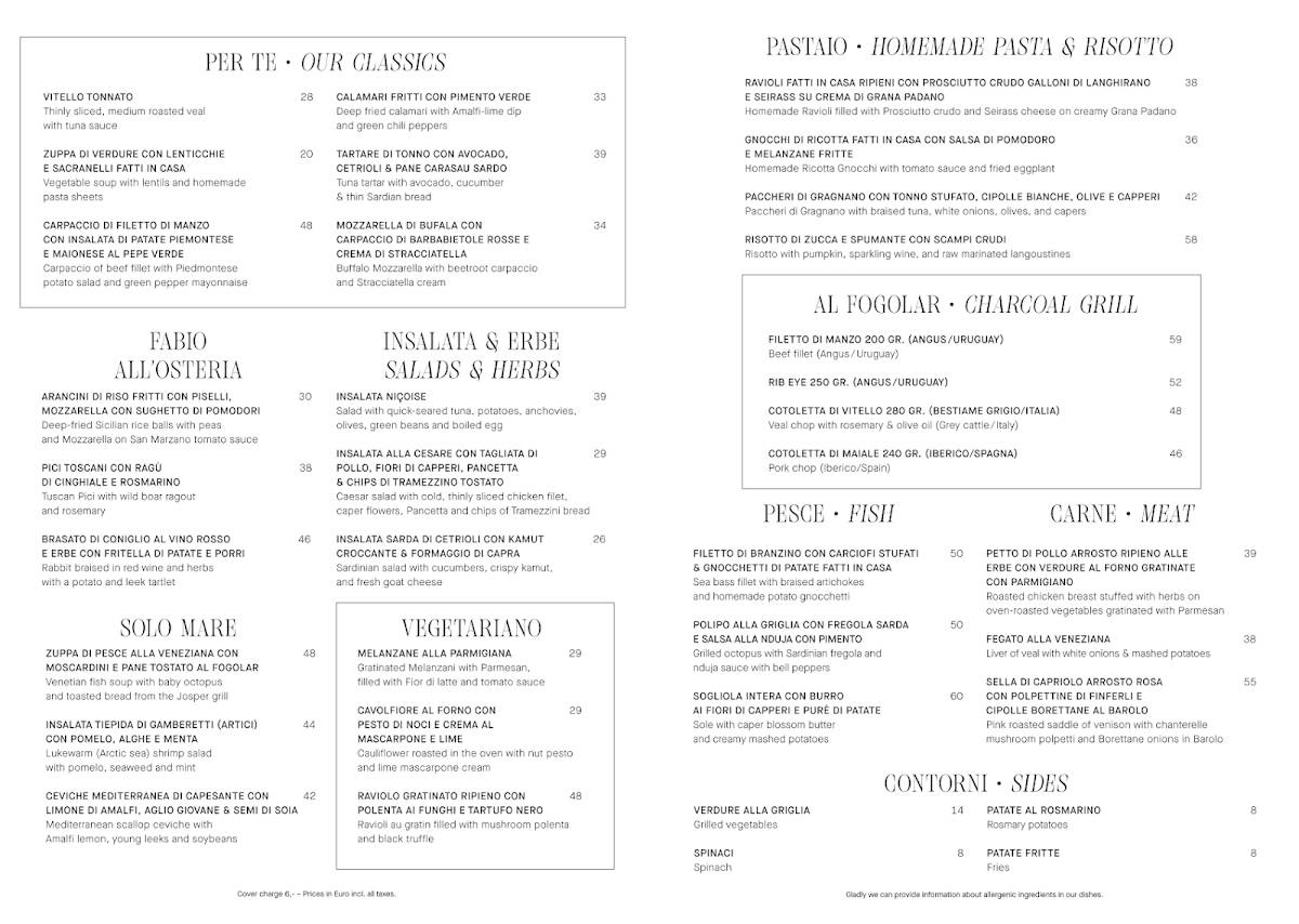 Menu de Fabios