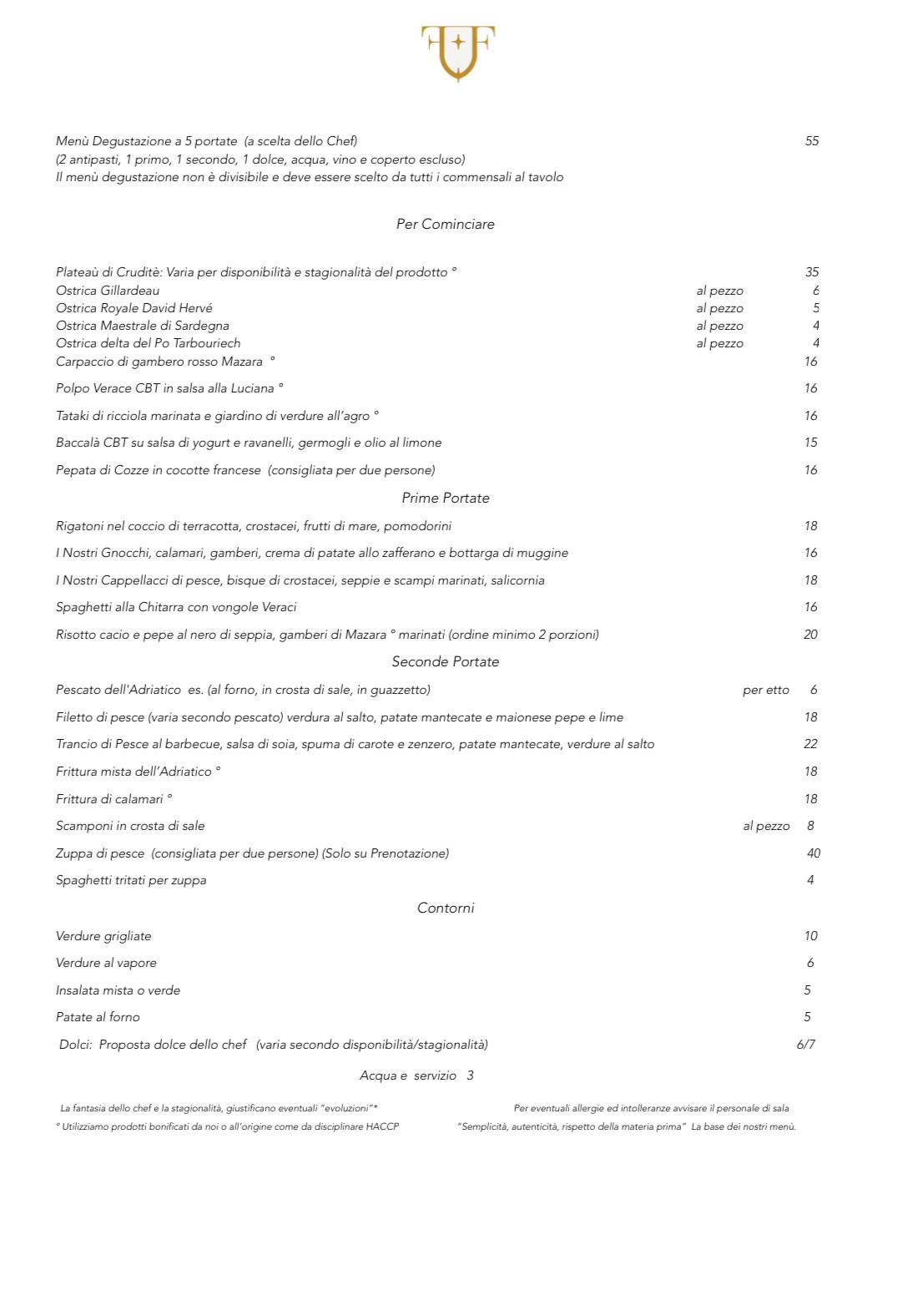 Menu di Federico II 