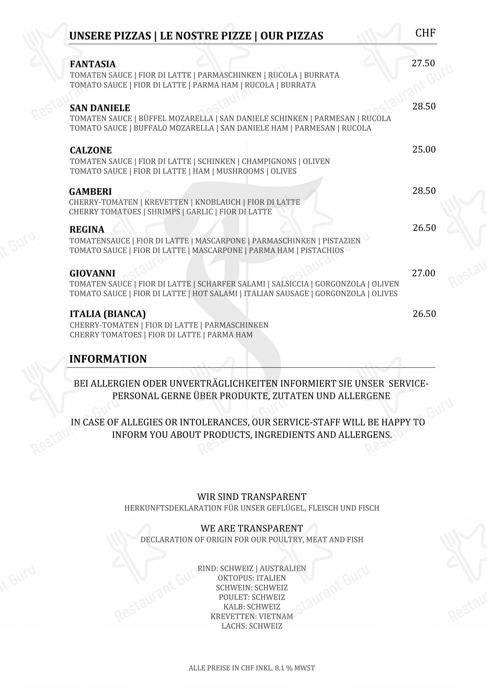 Restaurant Fiorentina Basel in Basilea - Ночное меню