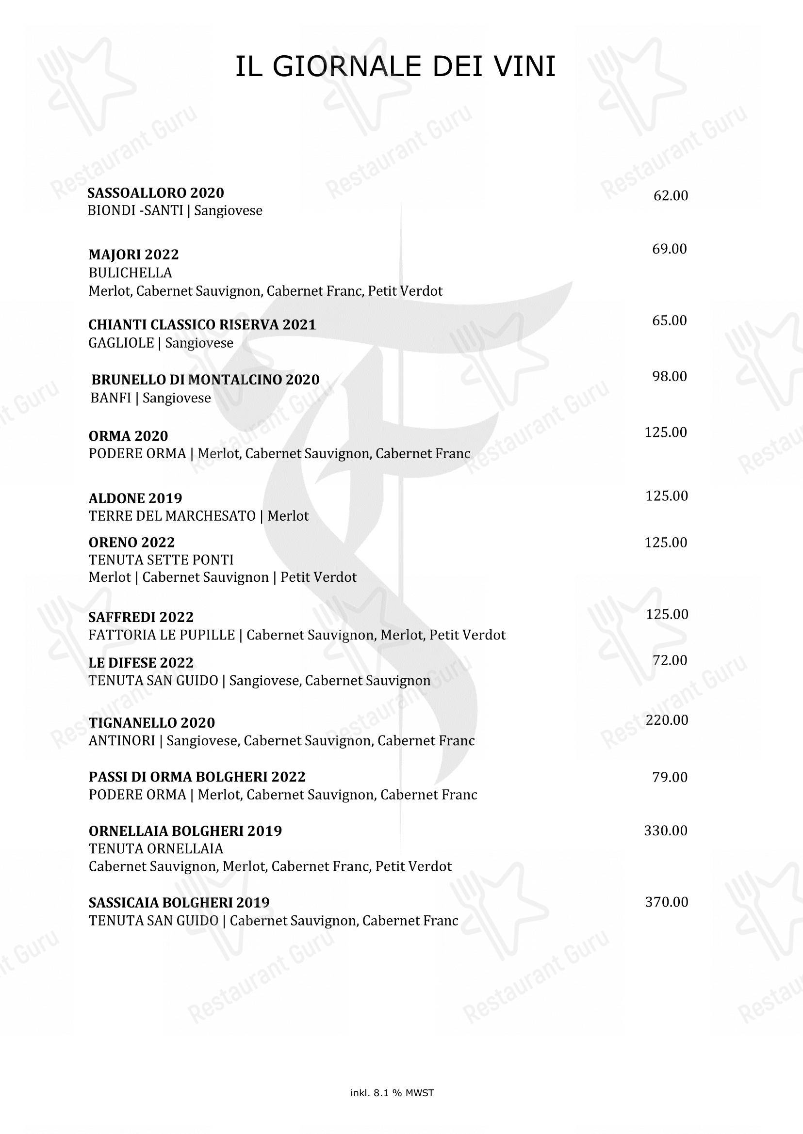 Restaurant Fiorentina Basel in Basilea - Lunch Menu