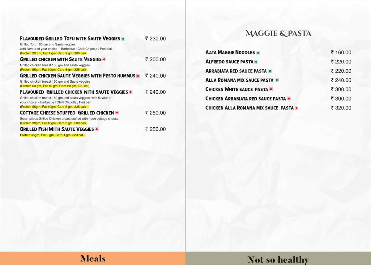 Fitcy menu