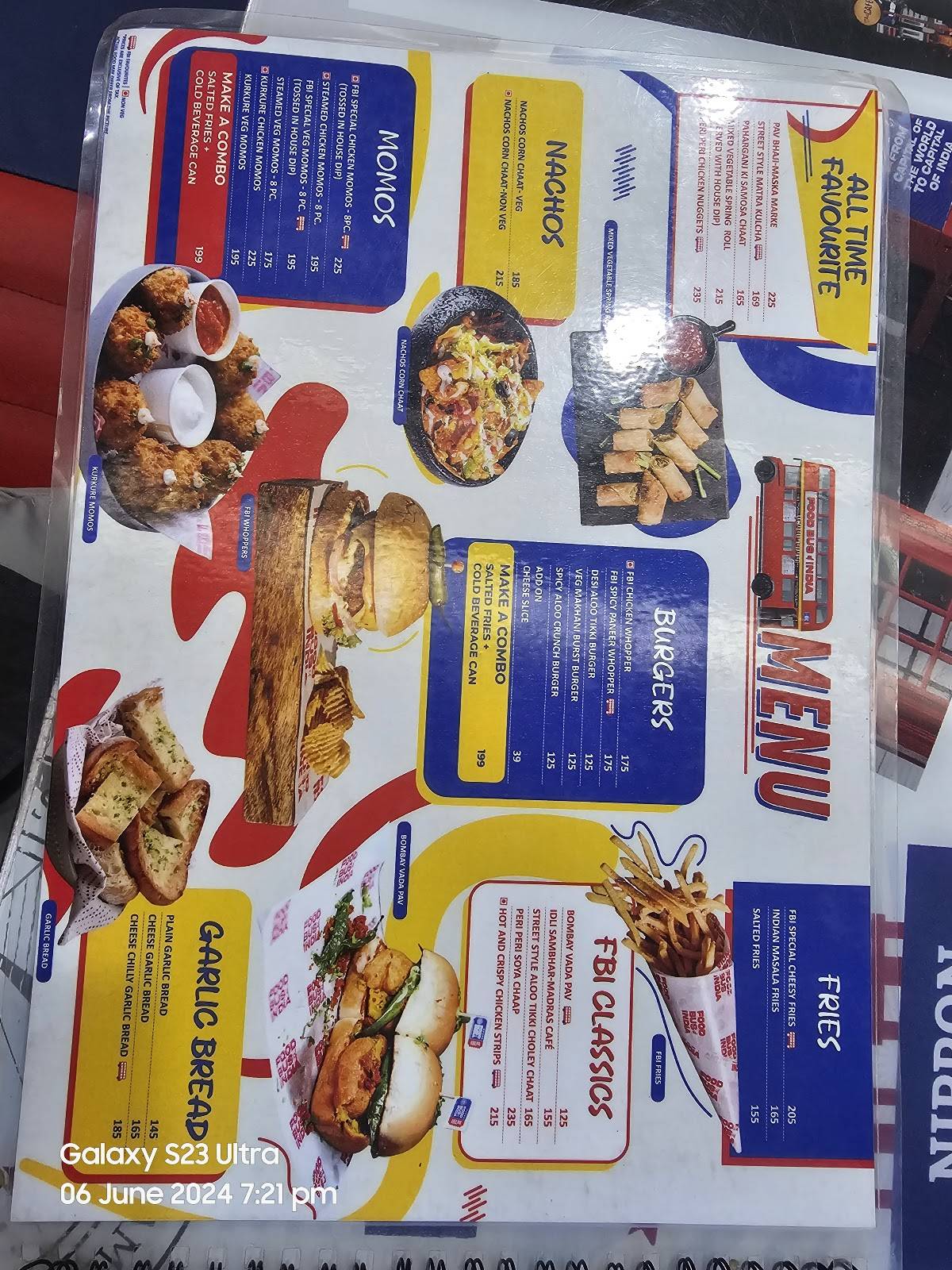 Food Bus of India menu